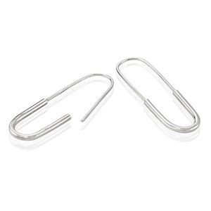 SILVER Oblong Contemporary HOOP EARRINGS e10006